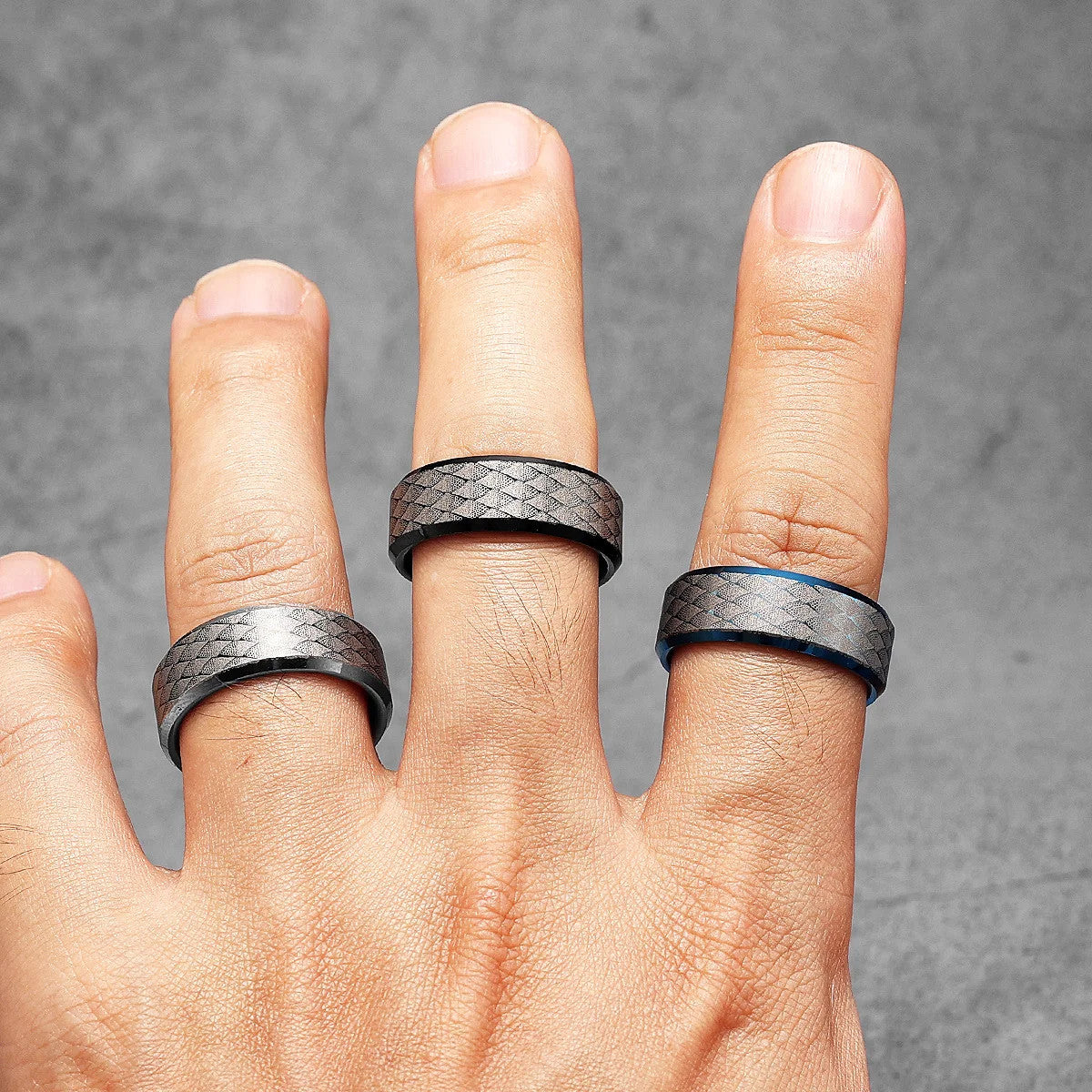 Snakeskin | Men's Luxury Silver Blue Black Tungsten Steel Street Wear Rings