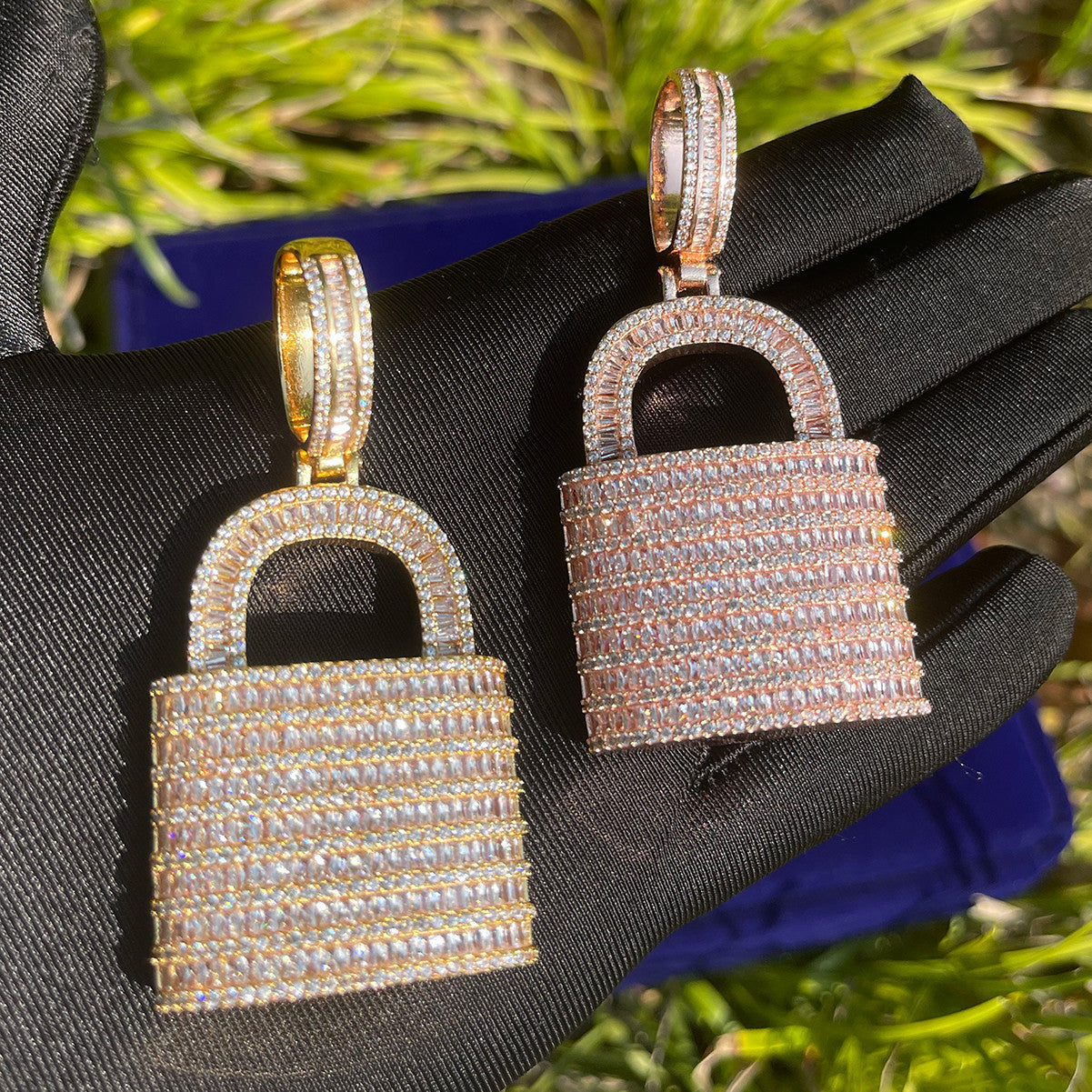 Lock Down | 24k Gold 3D VVS Diamond CZ Baguette Deadbolt Hip Hop Pendant