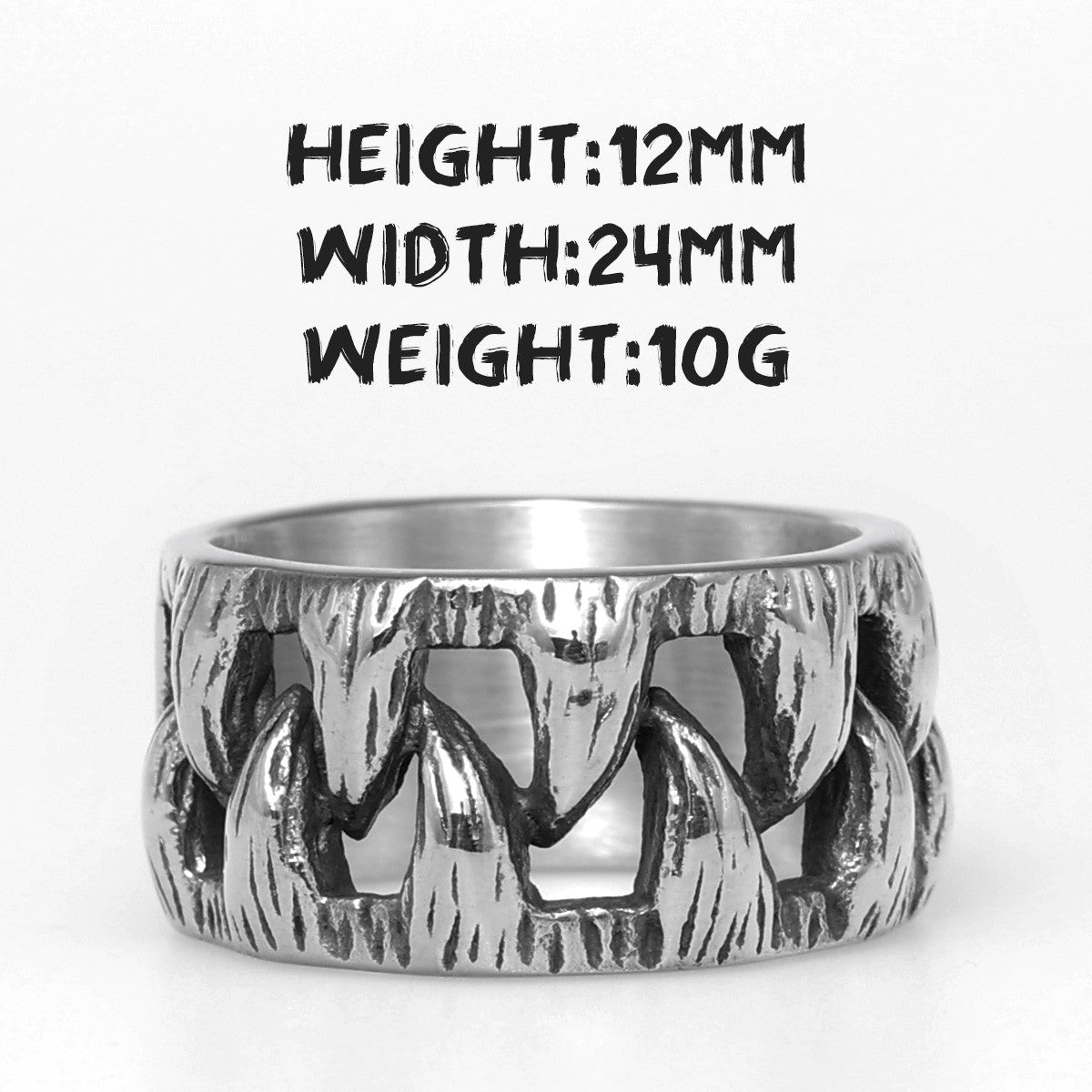 Beast Mode | 316L No Fade Stainless Steel Demon Monster Teeth Unique Hip Hop Rings