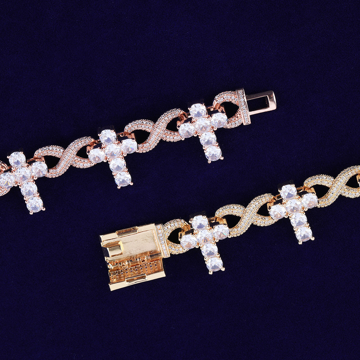 The Infinite Cross | Iced Blinged Out Infinity Link VVS Diamond CZ Bracelet