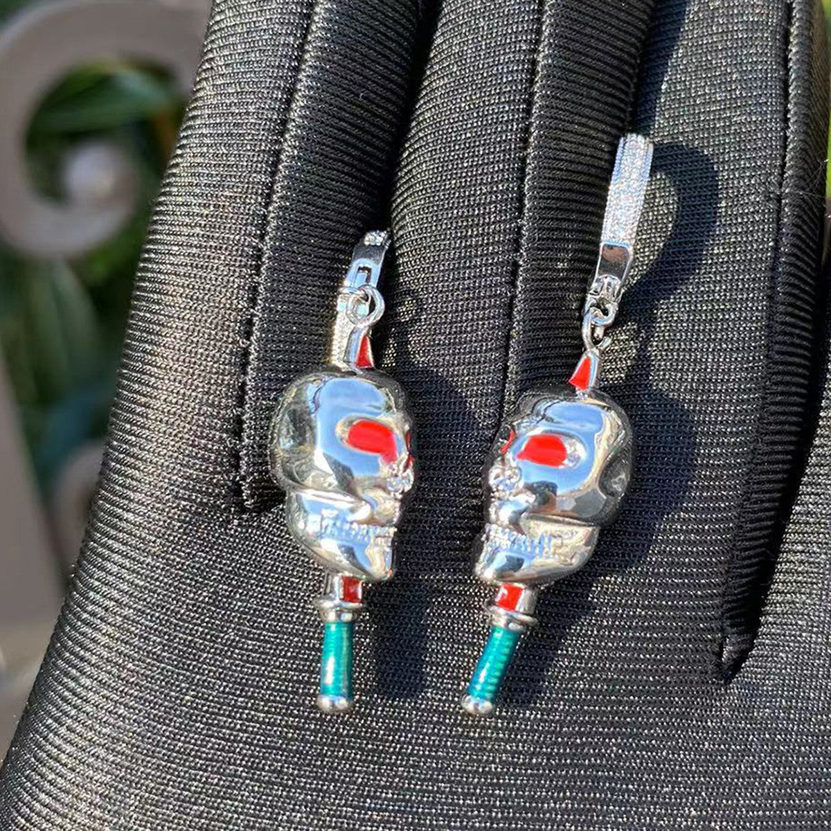 The Skulls Dagger | 4 Prong Set Huggie Street Wear Hip Hop Earrings