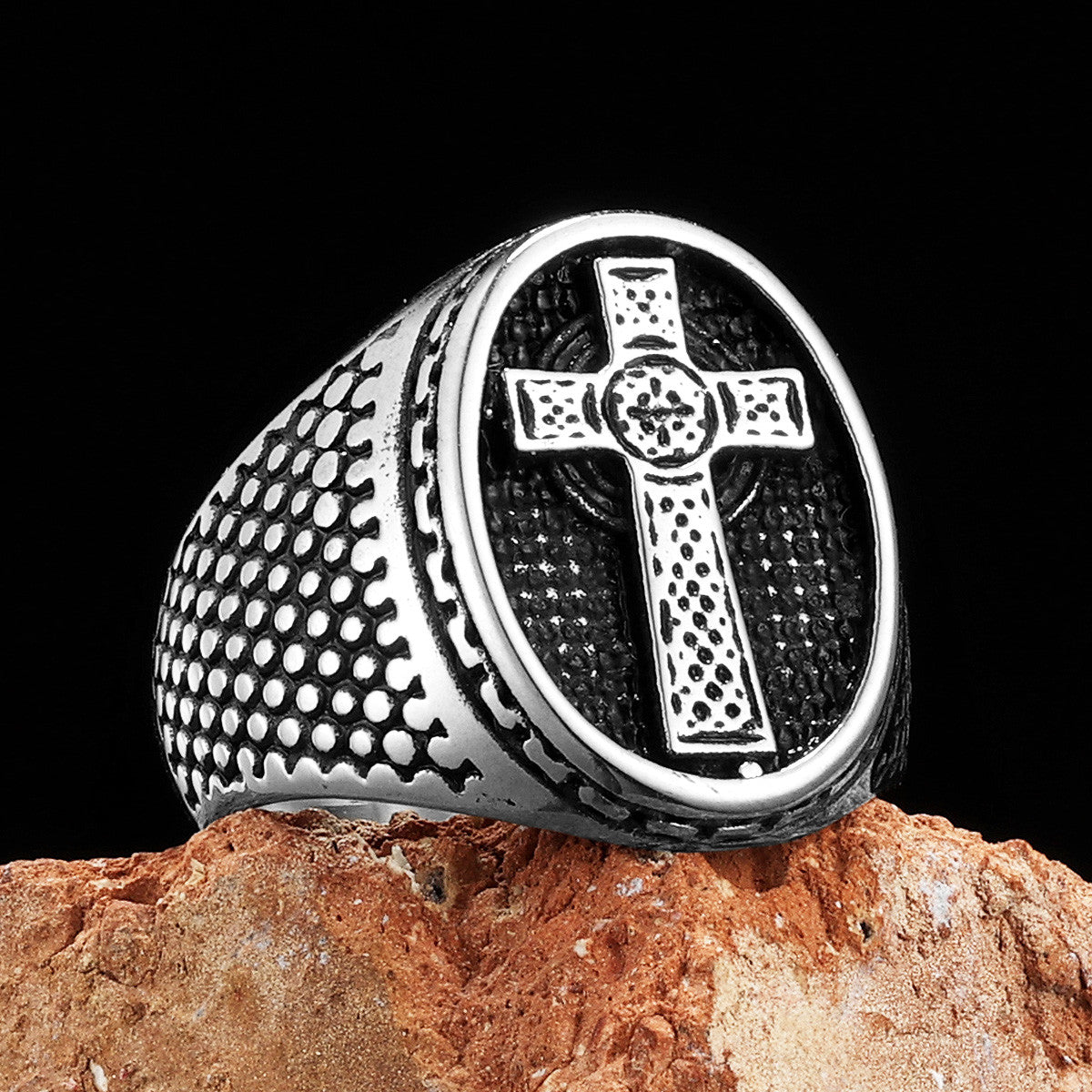 Christian Cross Collection | 316L No Fade Stainless Steel Men's Protection Cross Rings