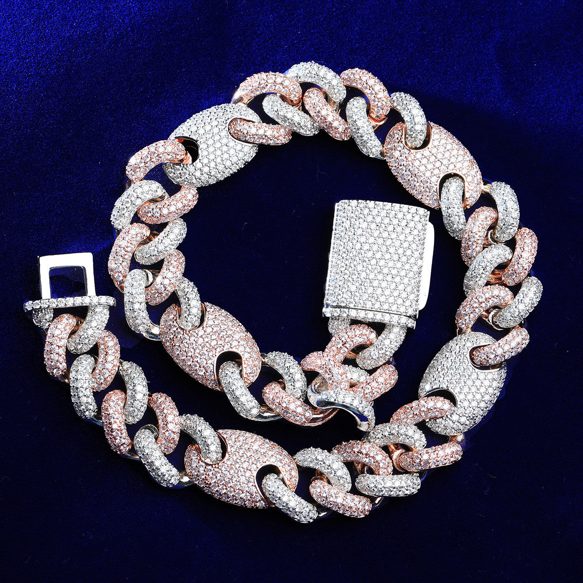 Designer Iced Two Tone Cuban G Link Superstar Hip Hop Chain Necklace