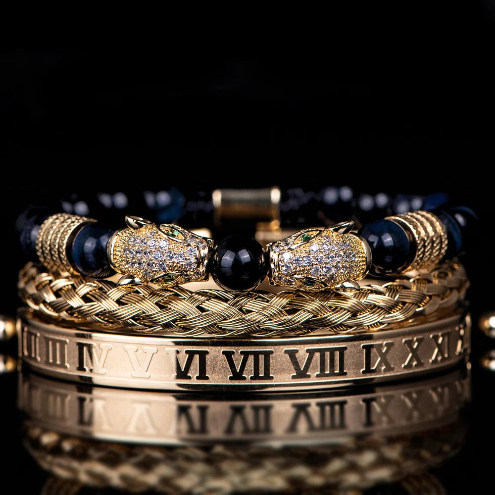 Double Leopard | Natural Stone VVS Diamond CZ Sigma Male Hip Hop Bracelets