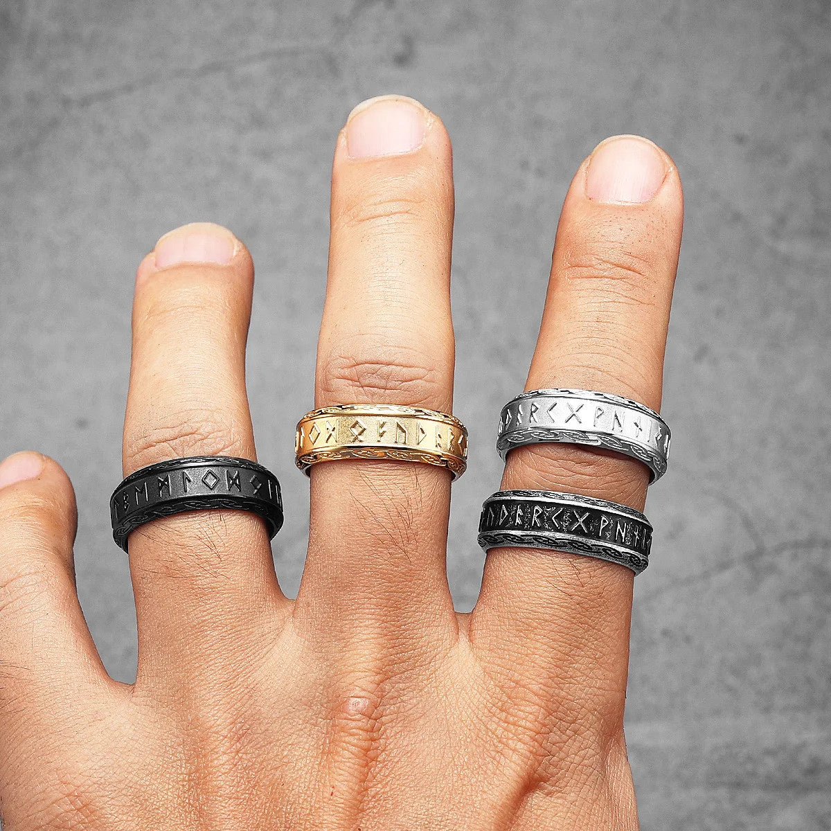 Viking Runes | No Fade Solid Stainless Steel Viking Mythology Street Wear Rings