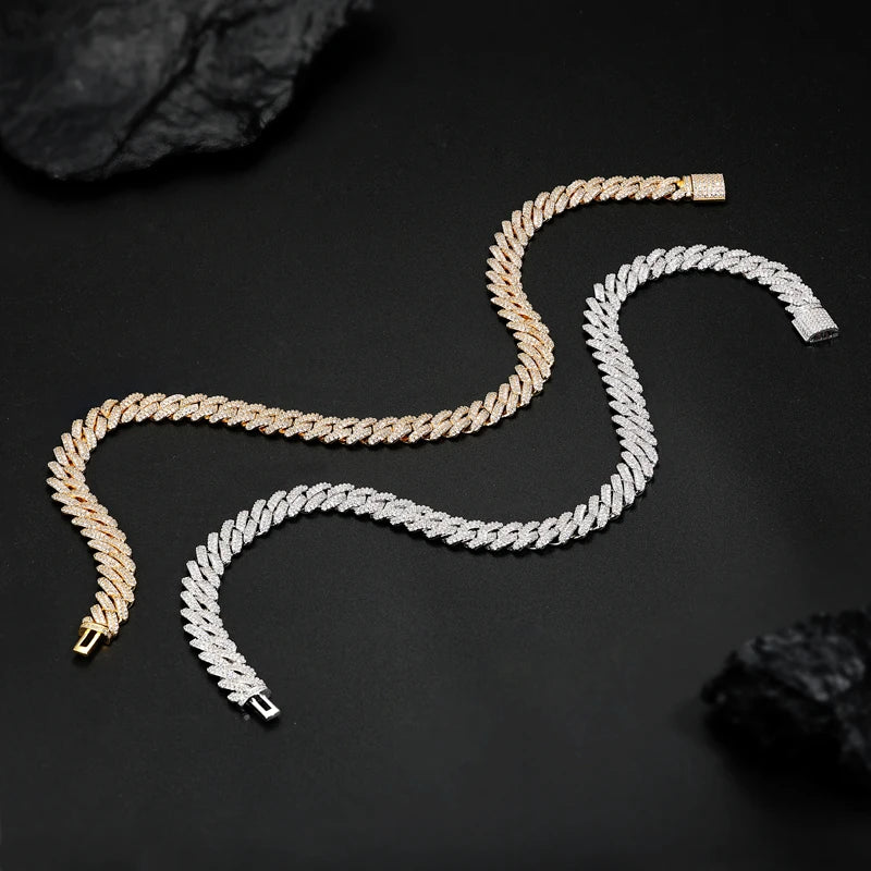 14mm Boss Baller Iced Blinged Out Close Cut Miami Curb Cuban Link Chain Necklace