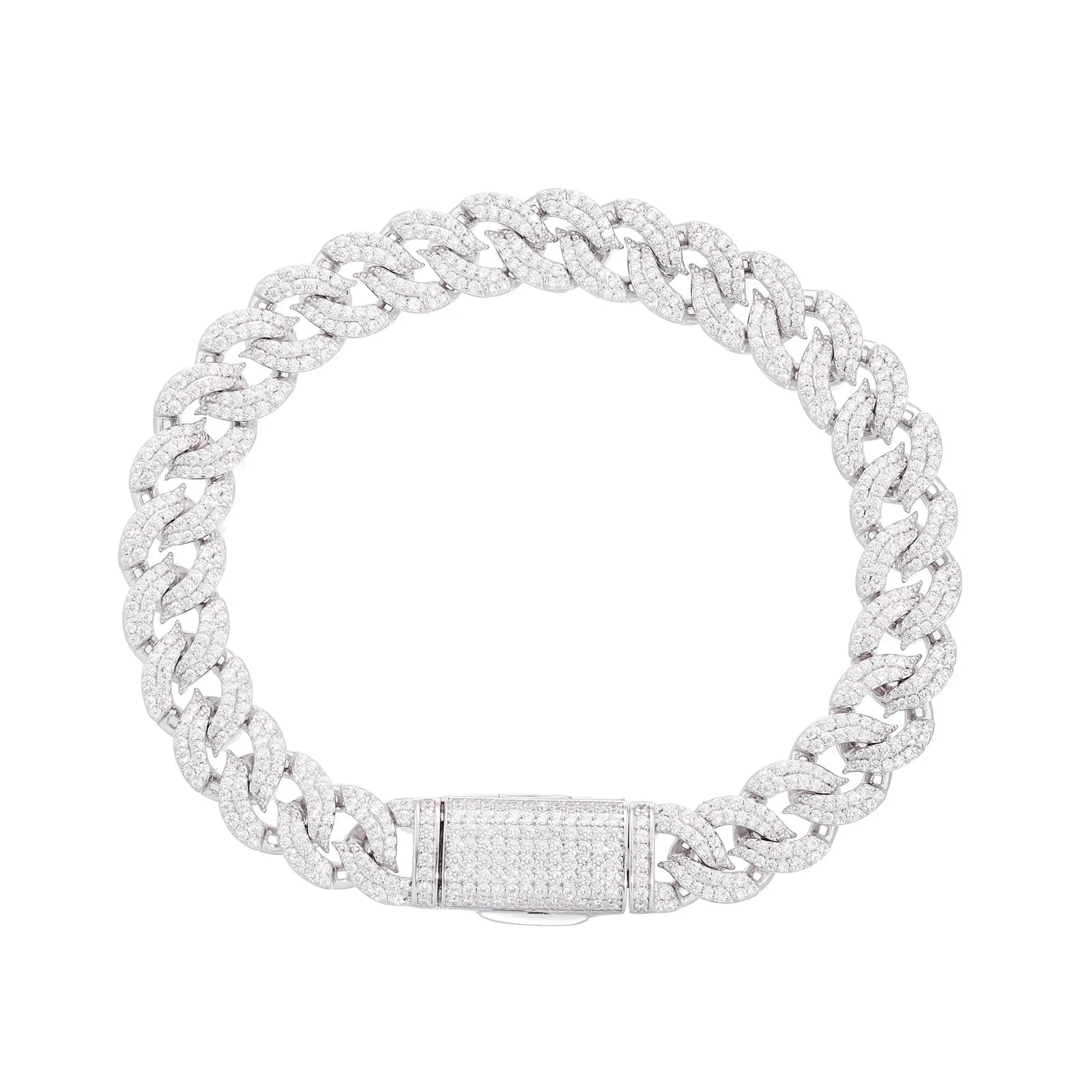 Pattern Of Fire | 10mm 925 Silver Moissanite Diamond Miami Cuban Link Hip Hop Bracelet