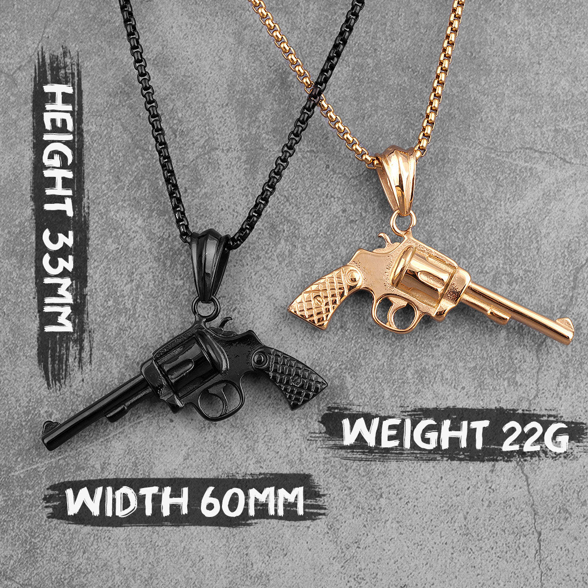 AK47 | No Fade 316L Stainless Steel Hip Hop 14k Gold Men's Gun Pendant Chain