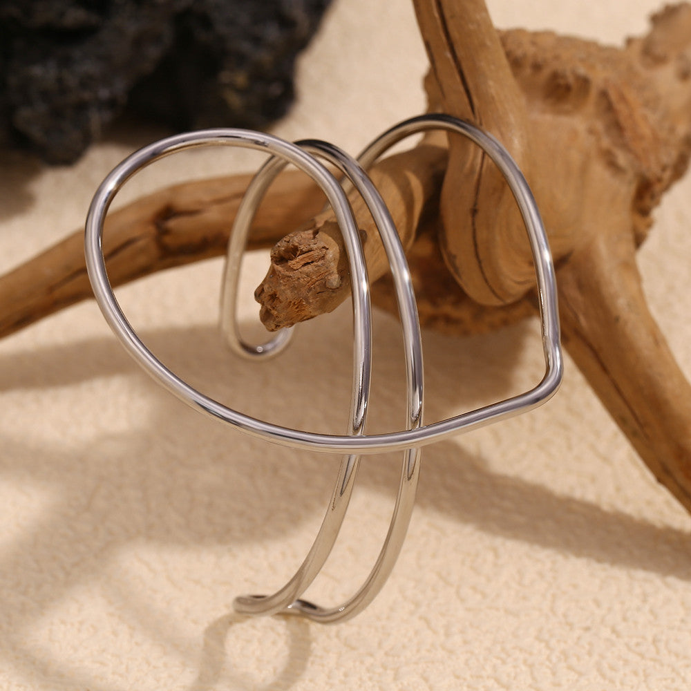 18k Gold Solid Stainless Steel Waterproof Line Heart Bracelet