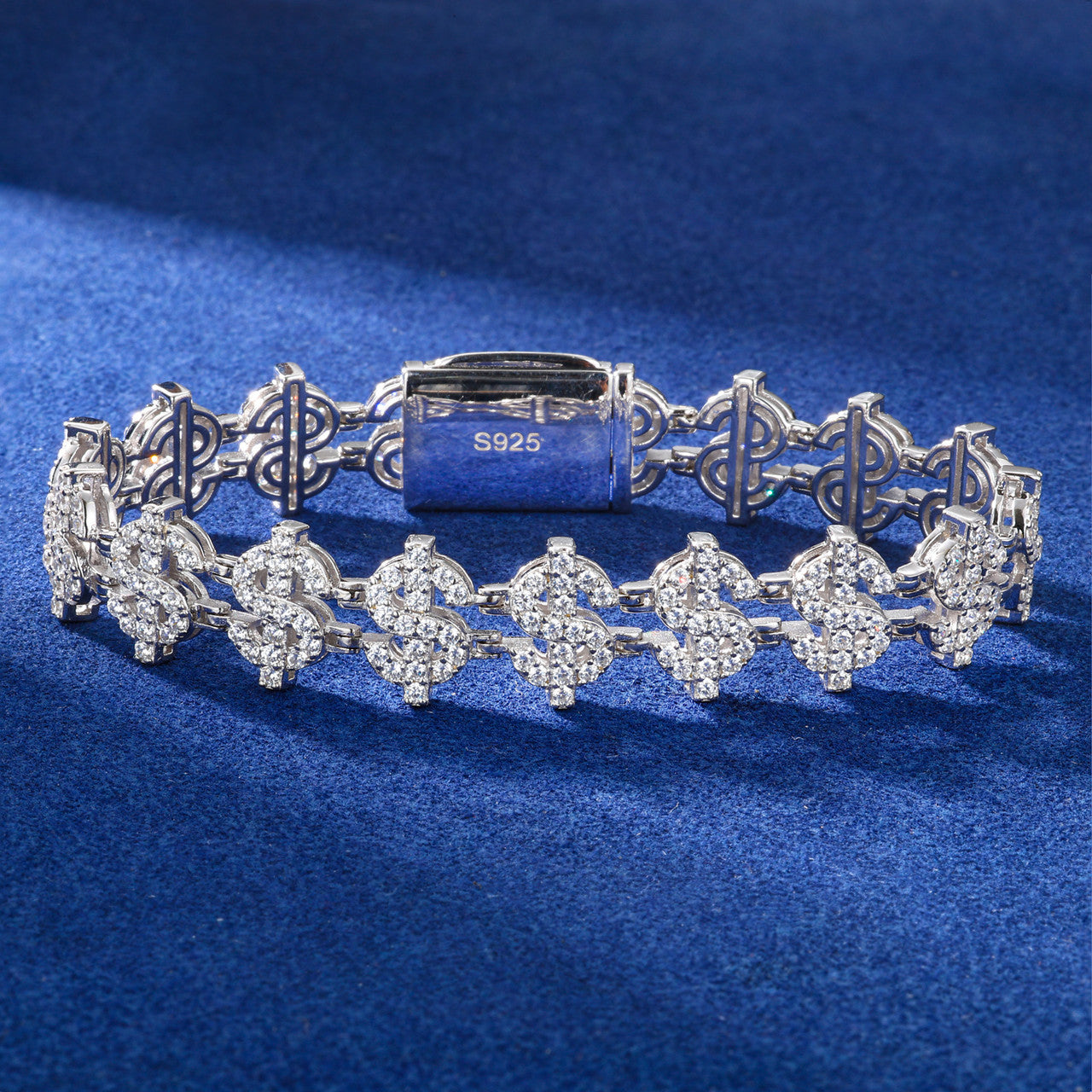 Boss Business | 925 sterling Silver D VVS1 Moissanite Diamond Dollar Sign Hip Hop Bracelet