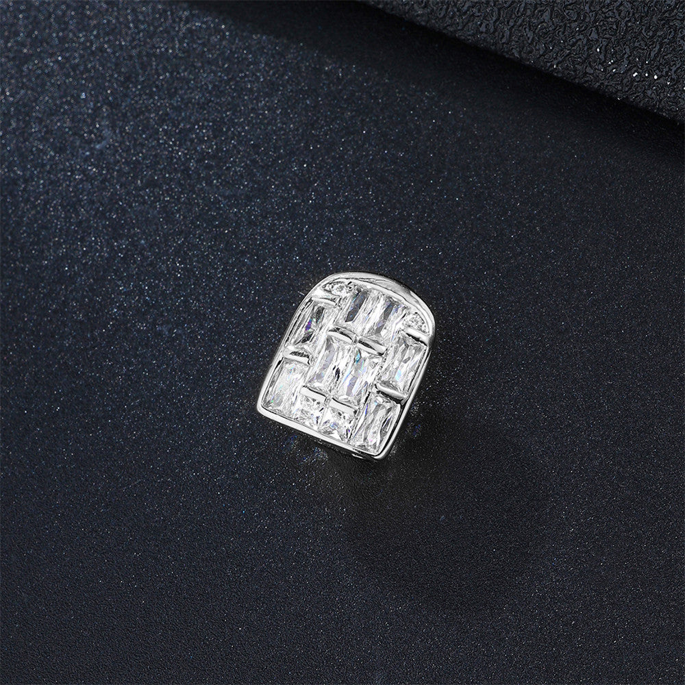 Single Baguette | Hip Hop VVS Diamond CZ Iced Blinged Out Baguette Stone Teeth Tooth Mouth Grillz