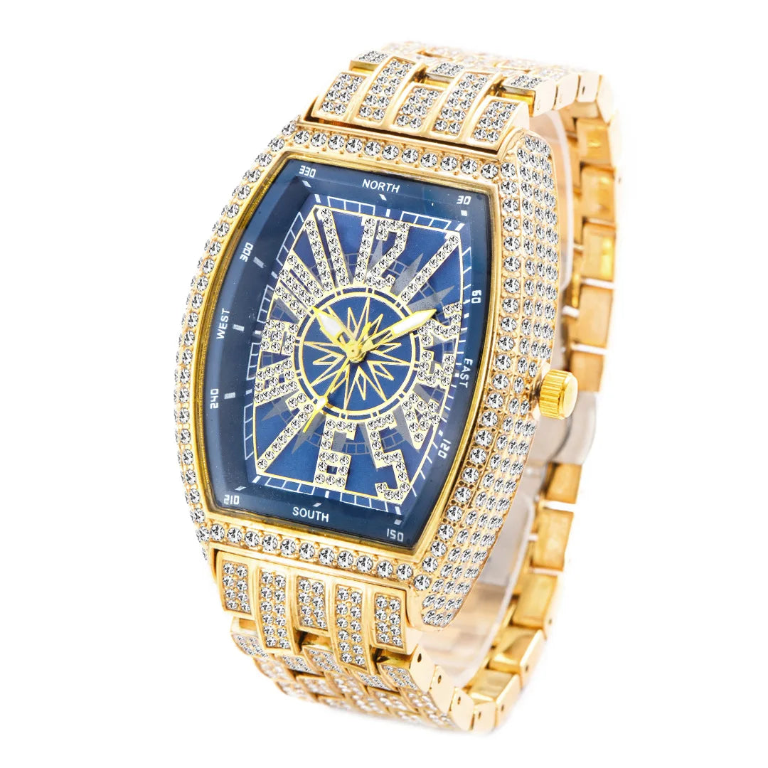 Navigation | VVS Diamond CZ Night Star Sky Compass Hip Hop Iced Blinged Out Watch
