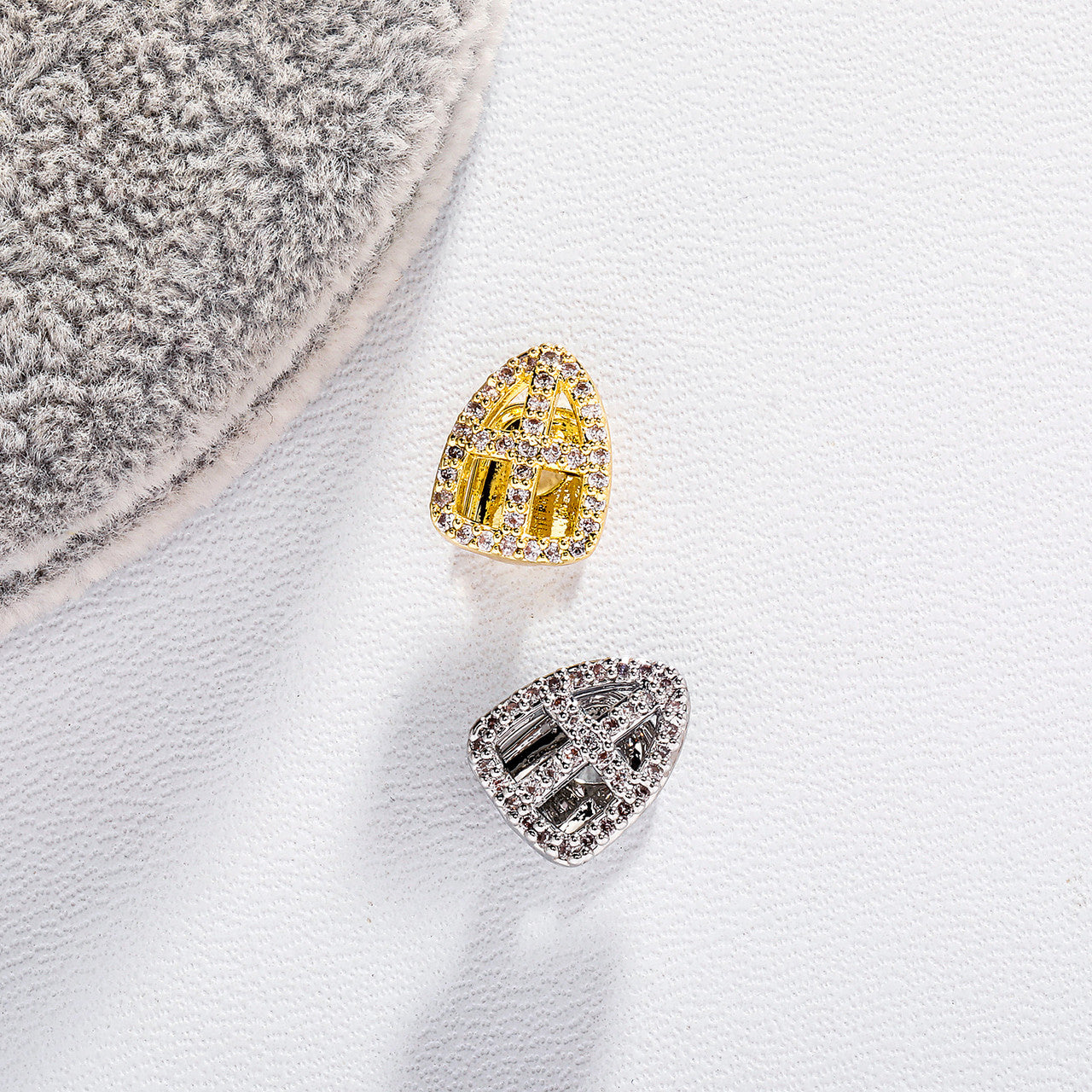 Open Face Cross | VVS Diamond CZ Single Cross Iced Blinged Out Teeth Tooth Grillz