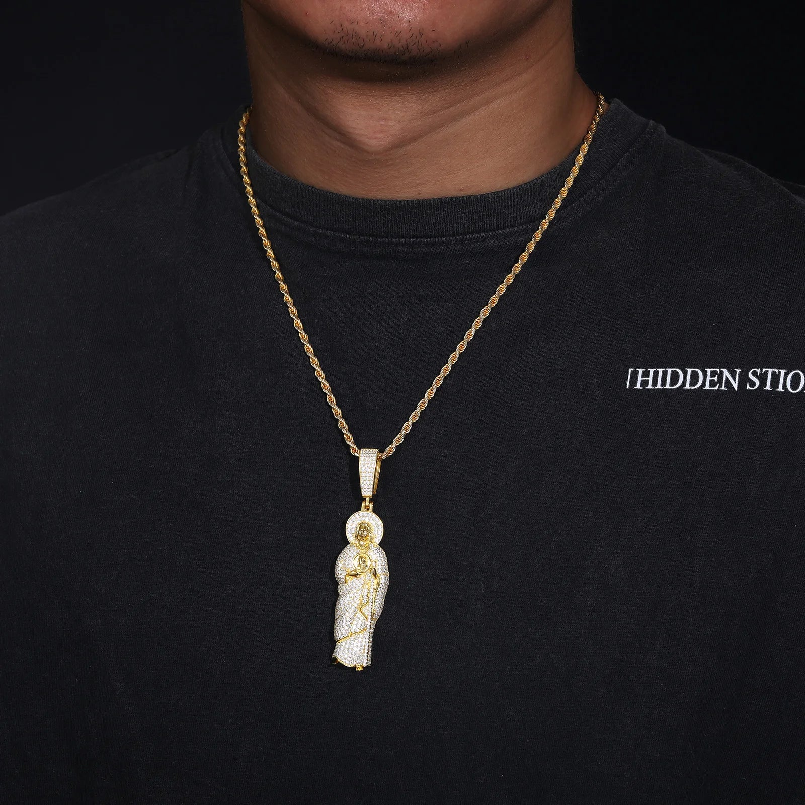 San Judas Tadeo | Solid 925 Sterling Silver Moissanite Diamond Spiritual Hip Hop Pendant