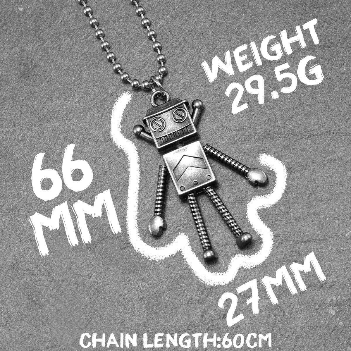 Retro Bot | 316L No Fade Stainless Steel Steampunk Robot Pendant Chain Necklace