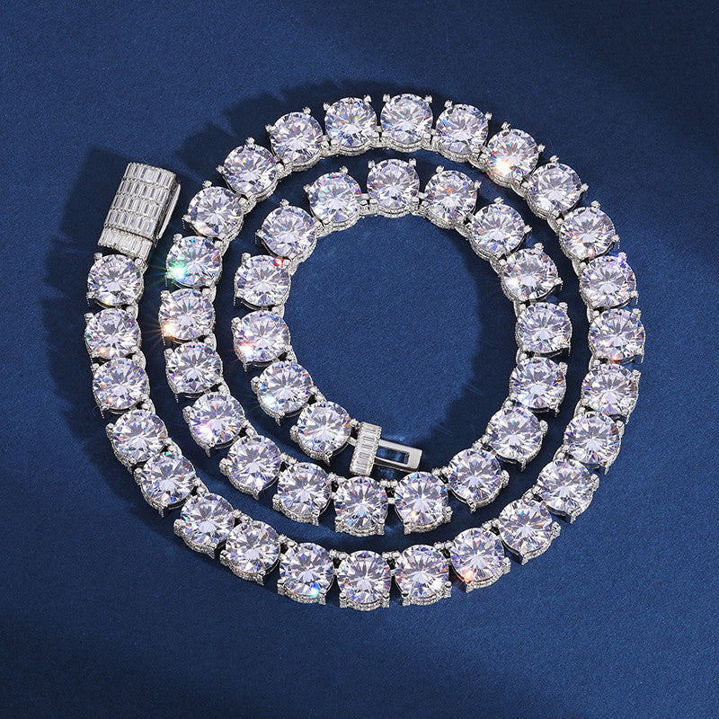 10mm Luxury | All Ice Moissanite Diamond Solid Sterling Silver Tennis Chain Necklace