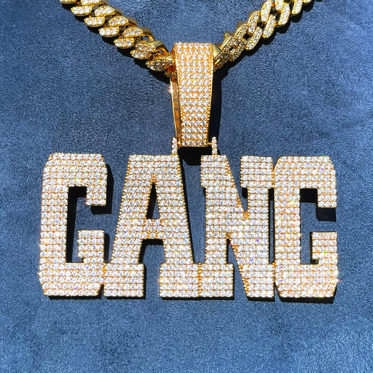 FlatLand | Flat Squared Iced Block Retro Custom Name Plate Hip Hop Pendant