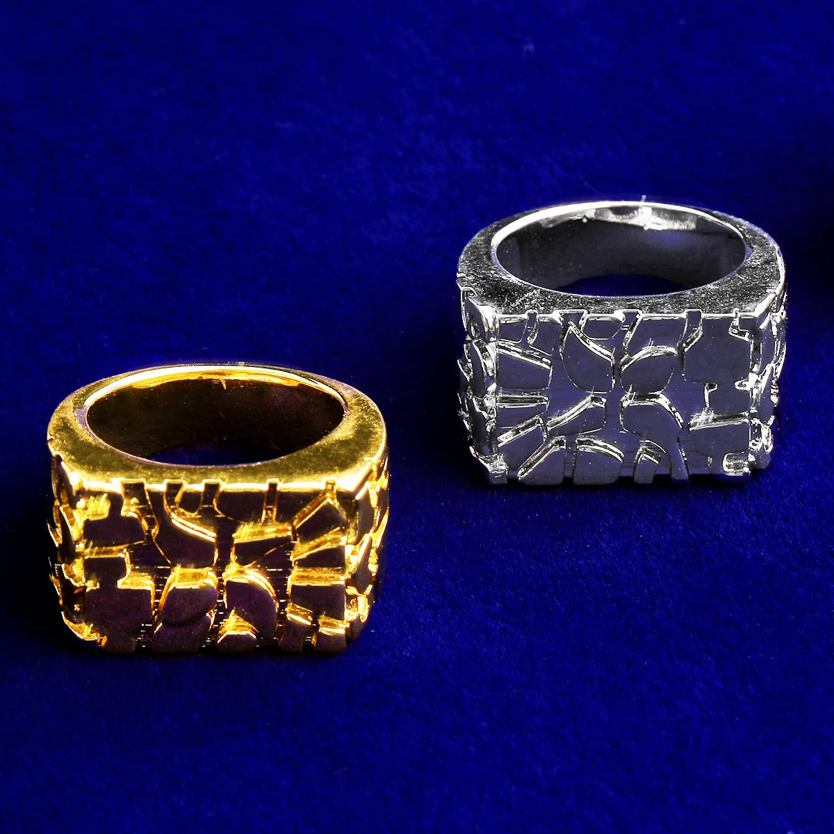 The Golden Nugget | Old School Rectangle Nugget Hip Hop Boss Rings