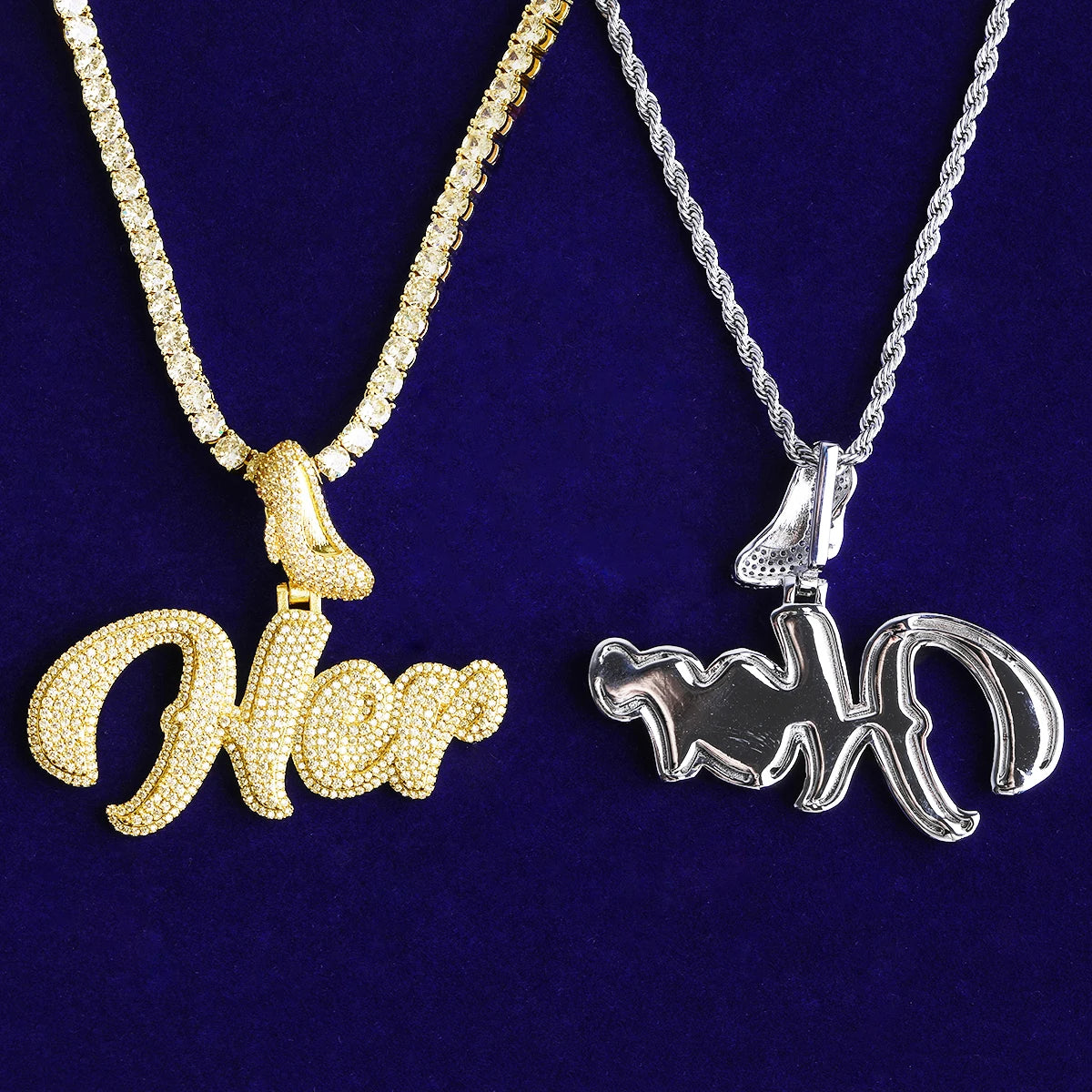 Her | VVS Diamond CZ Glass Slipper Iced Blinged Out Pendant Chain Necklace