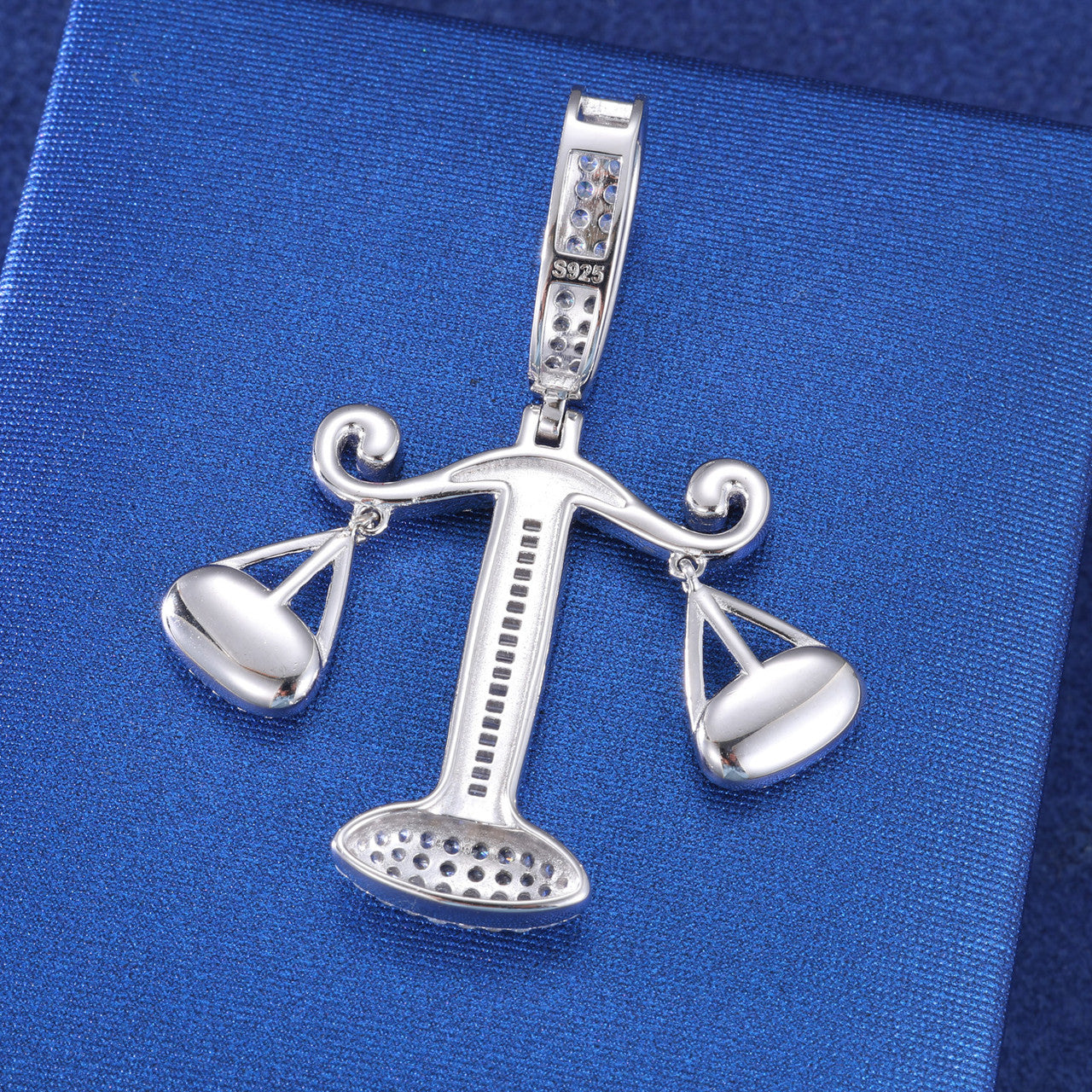 The Balanced | Solid Sterling Silver Libra Scale Moissanite Diamond Hip Hop Pendant