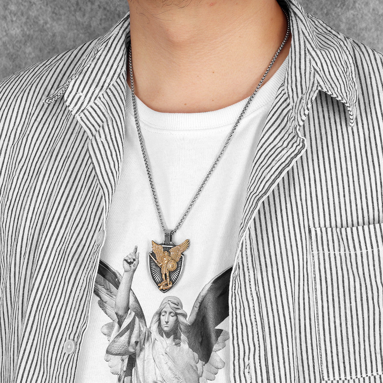 Saint Michael | 316L Stainless Steel Archangel Guardian Shield or Protection Pendant