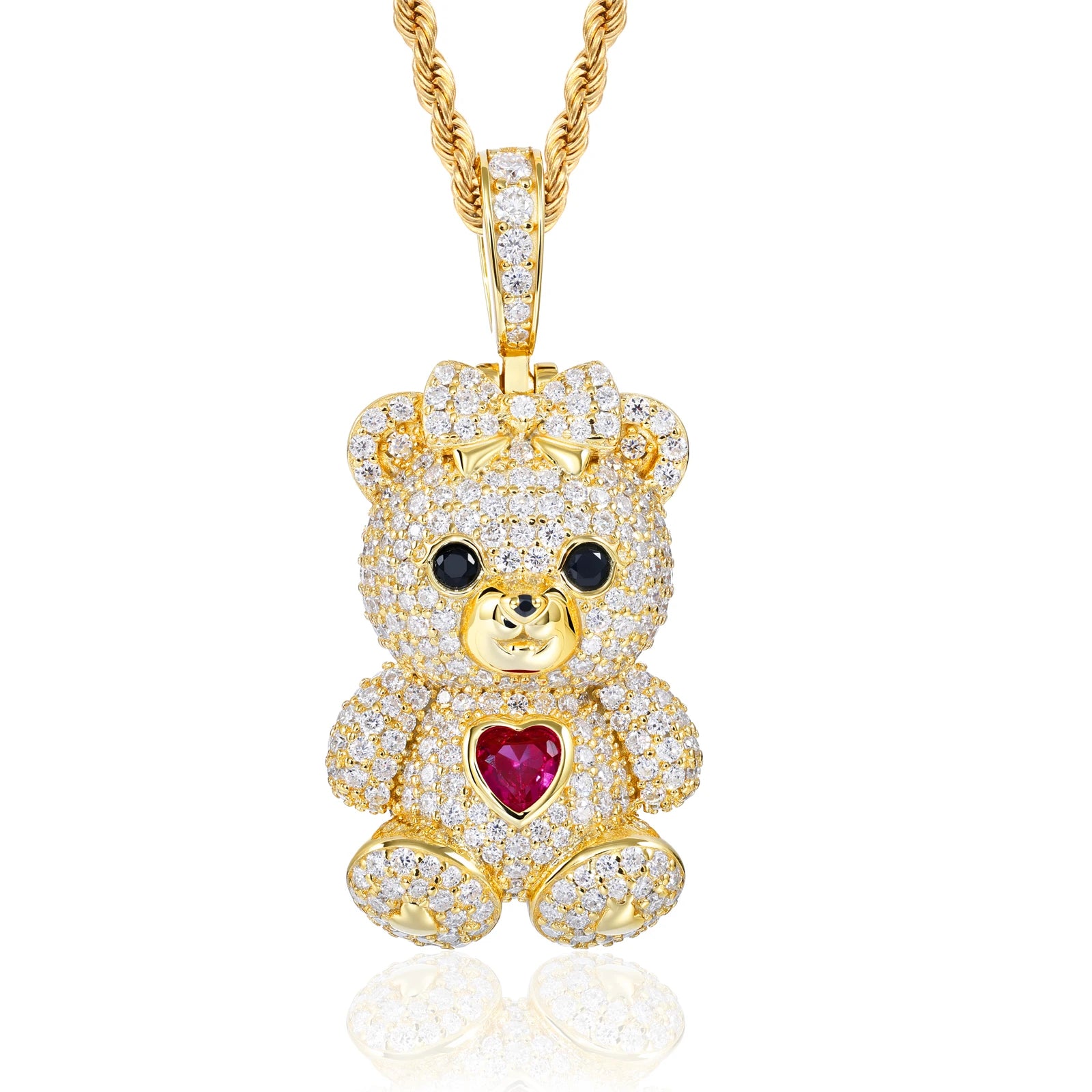 Gentleman Bear Family | 925 Sterling Silver Moissanite Diamond Iced Blinged Out Pendant