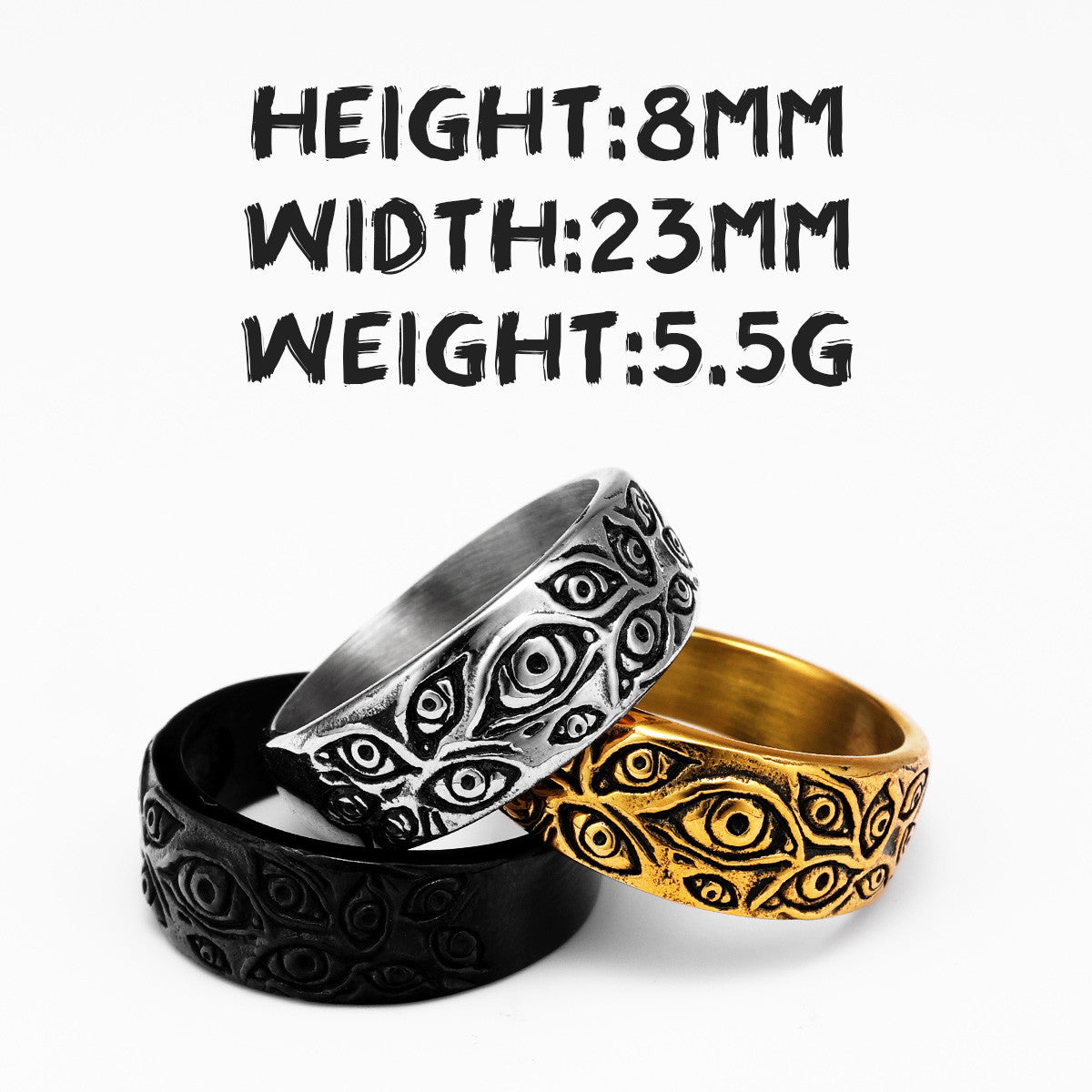 Devil Evil Eye | 316L No Fade Stainless Steel Multi Eyes See All Street Wear Unique Ring