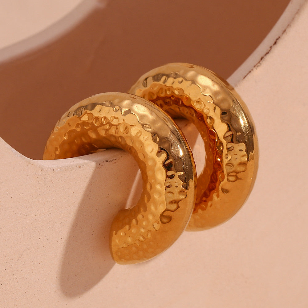 18k Gold Silver Waterproof Stainless Steel Party Street Style Fashion Hoops Earrings