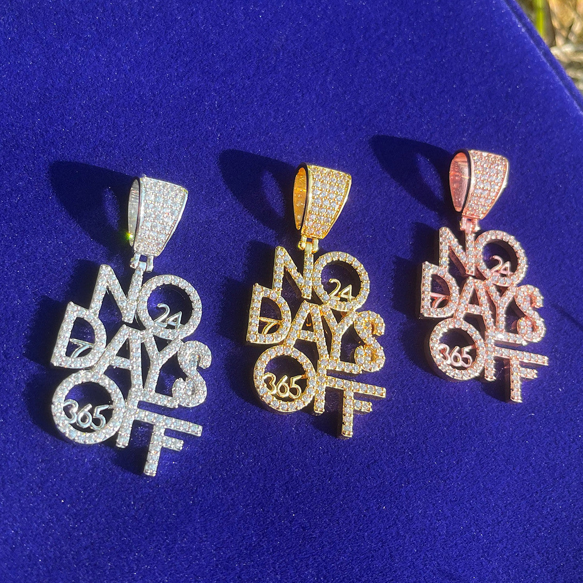 No Days Off | Prong Set Cluster Stones Hip Hop Pendant Chain Necklace