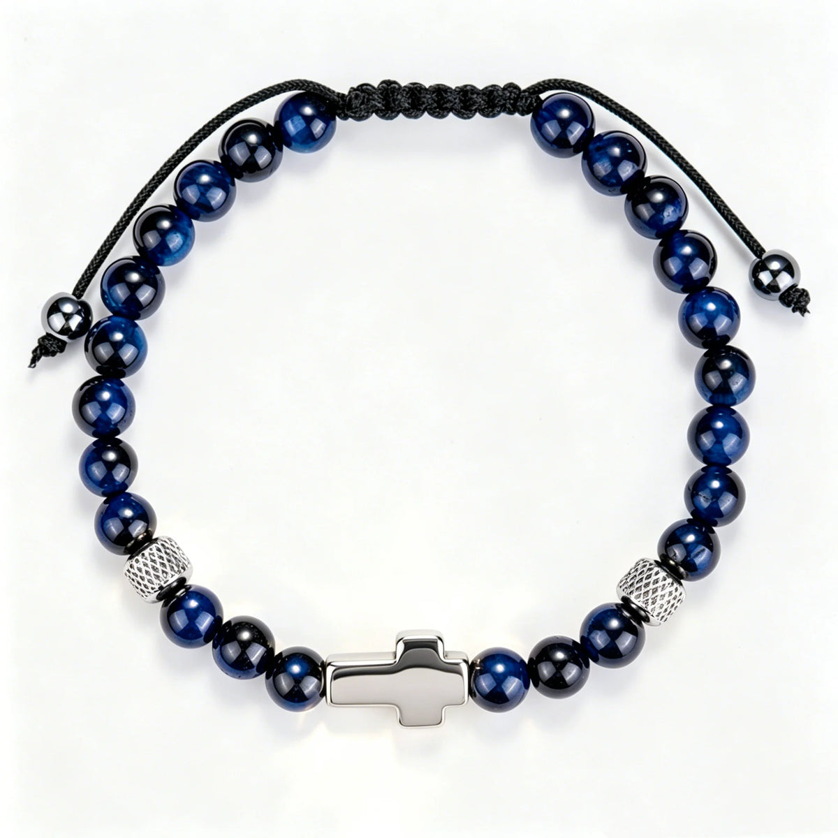 Daily Prayer | 316 Stainless Steel Polished Cross Tiger's Eye Stone Bead Luxury Bracelet