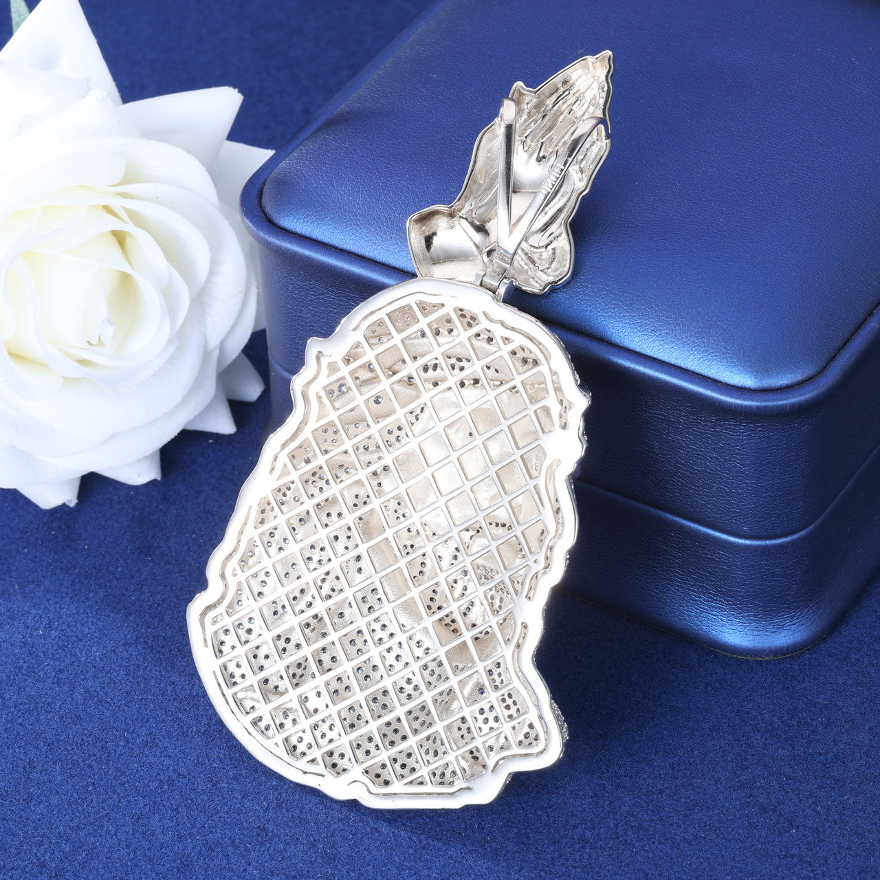 Child Of the King | Solid Sterling Moissanite Diamond Prayer Hands Jesus Piece Chain