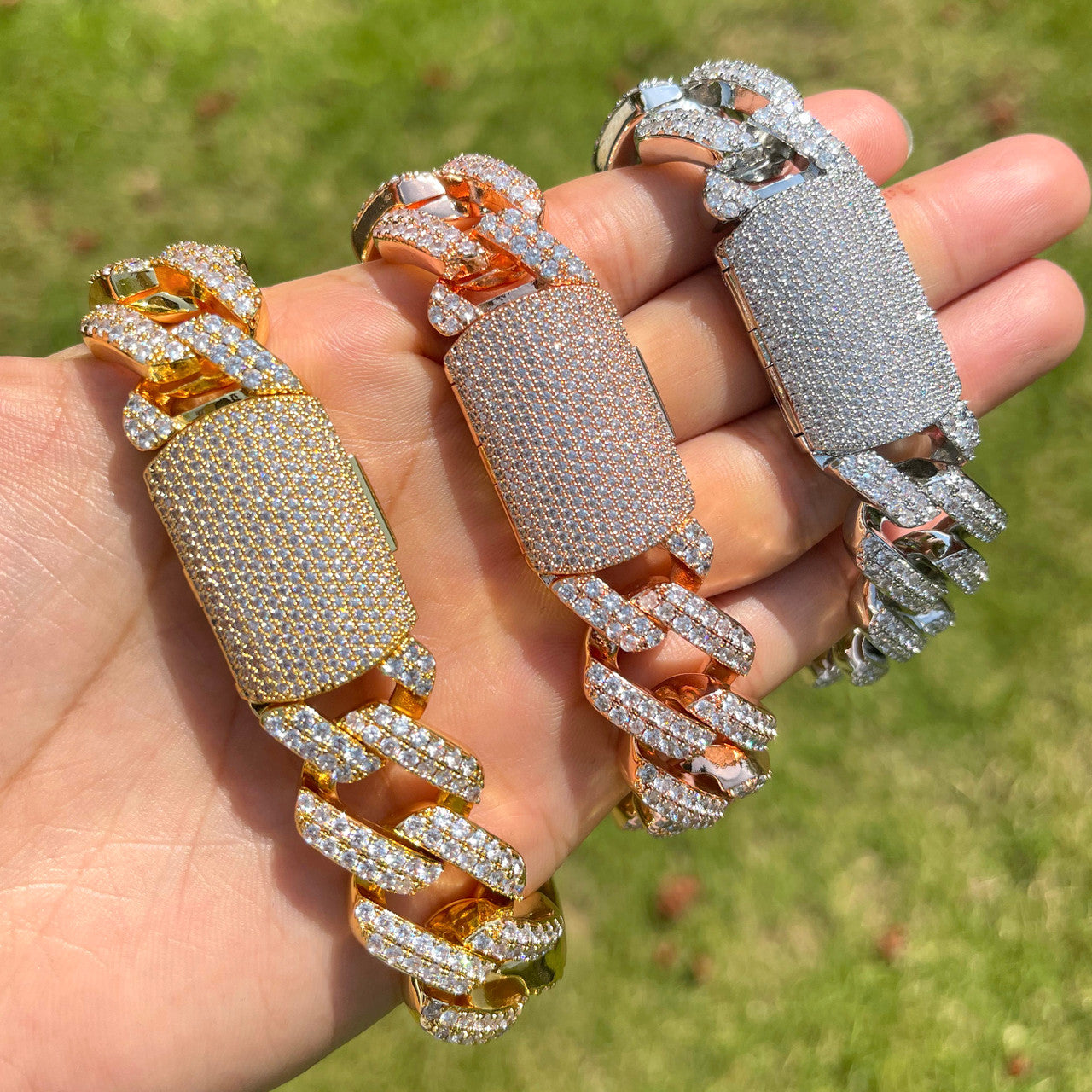 Cubaro | Cuban Link Figaro Mixed Prong Set Link VVS Diamond Hip Hop Bracelet