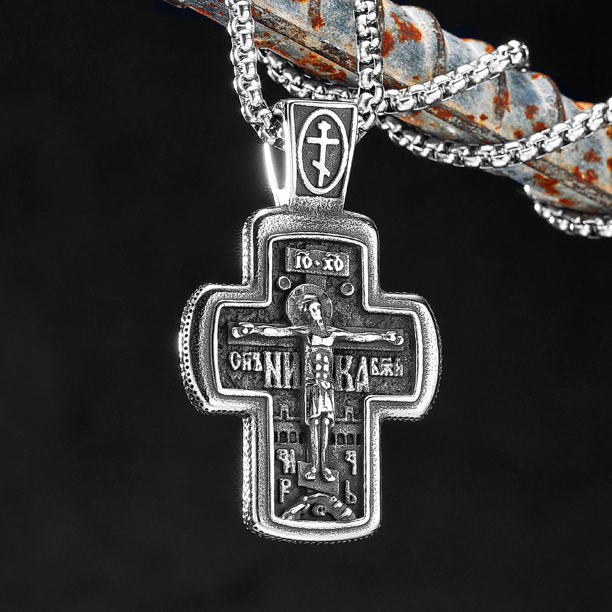 The Origin Cross | 316L No Fade Stainless Steel Religion Jesus Cross Pendant Chain Necklace