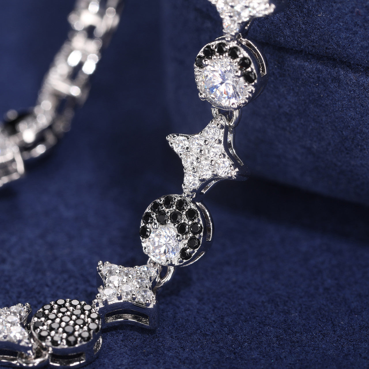 The Dreamer | Luxury 925 Sterling Silver Moissanite Diamond Star Moon Hip Hop Tennis Bracelet