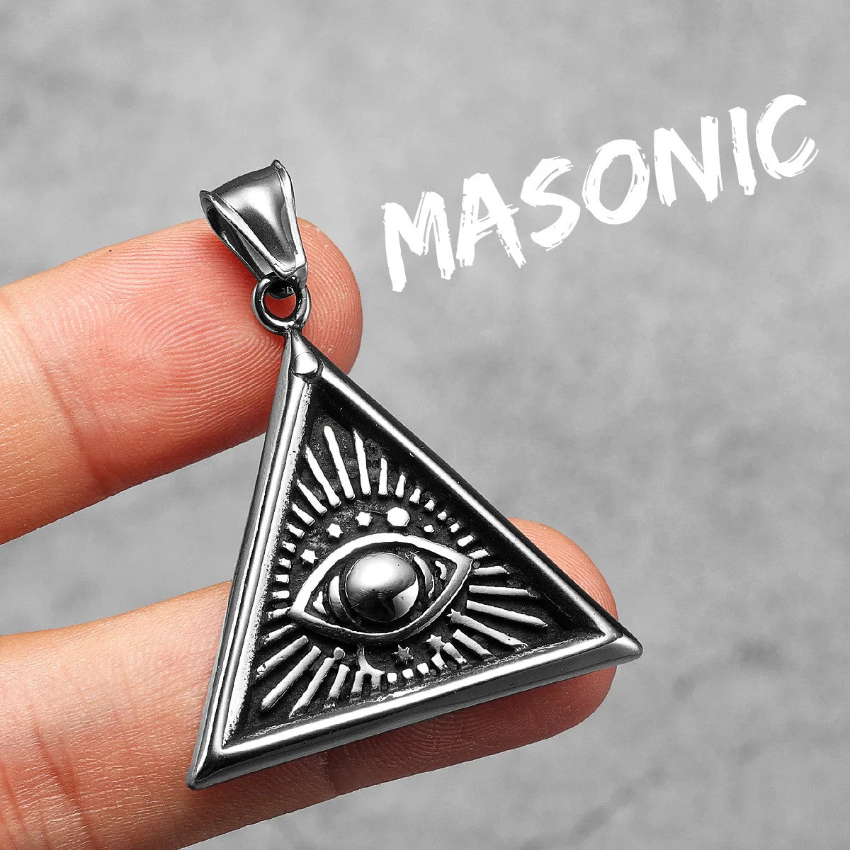 Masonic | 14k Gold Over Solid Stainless Steel Illuminati Eye Amulet Street Wear Pendant