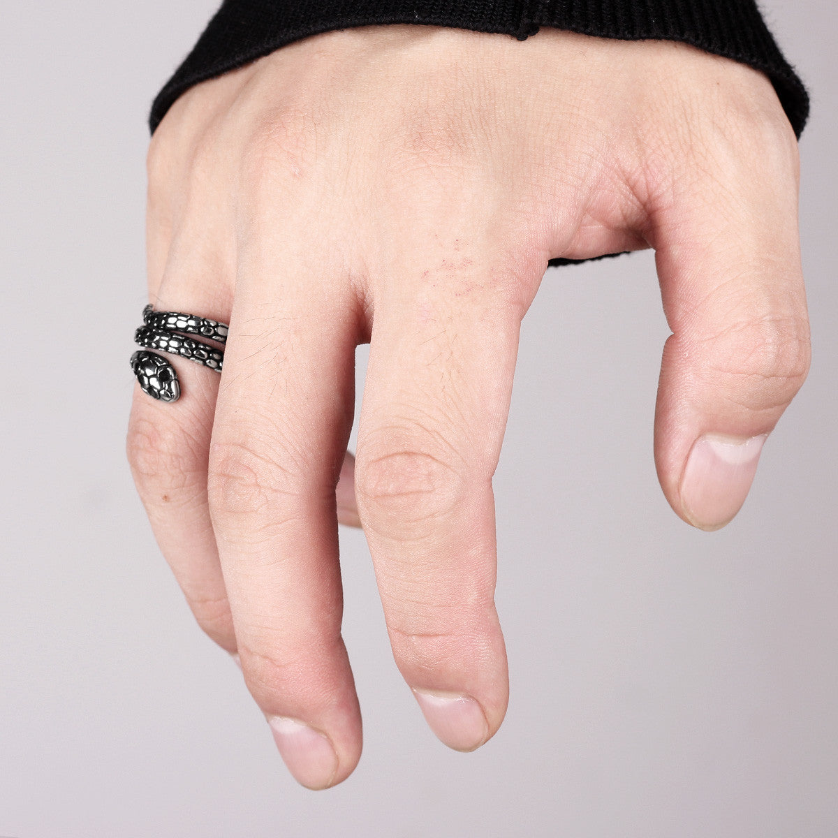 Reptile | 316L Stainless Steel Coiled Snake Detailed Street Wear Stylish Rings