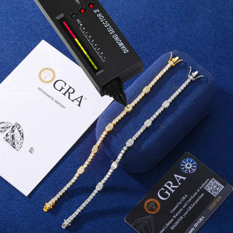 3MM Moissanite Diamond Luxury Iced Blinged Out 925 Sterling Silver Tennis Bracelet