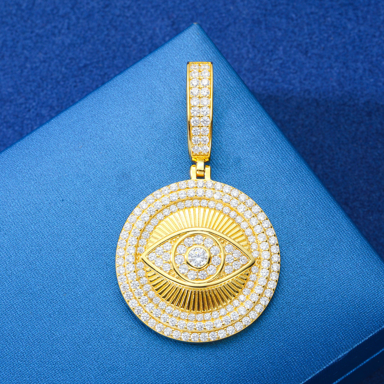 Diamond Devil's Eye | Solid Silver Moissanite All Seeing Eye Hip Hop Pendant