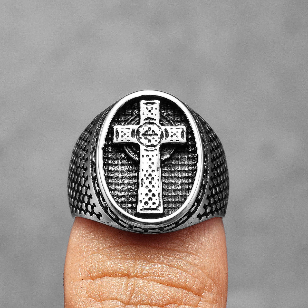 Christian Cross Collection | 316L No Fade Stainless Steel Men's Protection Cross Rings