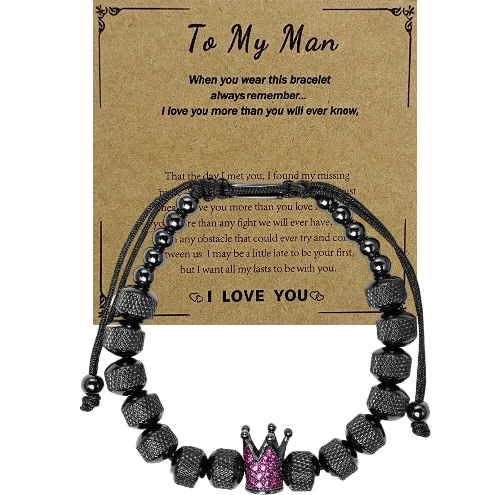 Blessings | VVS Diamond CZ 8MM Kings Crown Iced Blessings Gift Card Message Bracelet