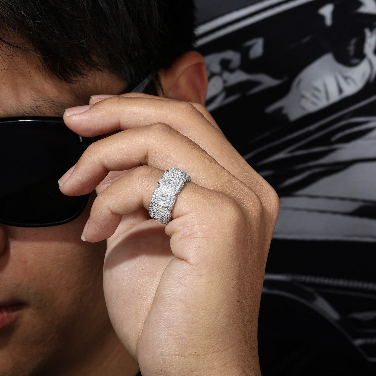 Shot Caller | Solid Silver 18k Gold Moissanite Diamond Luxury Hip Hop Mens Rings