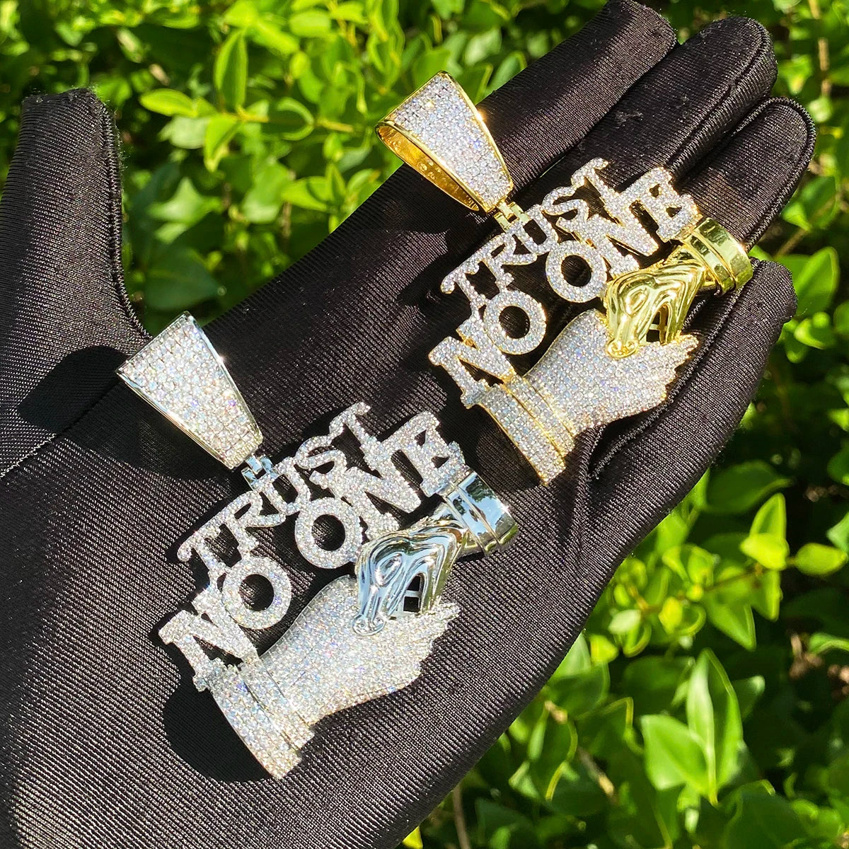 Trust No One | Iced Blinged Out VVS Diamond CZ Trust No One Hip Hop Pendant