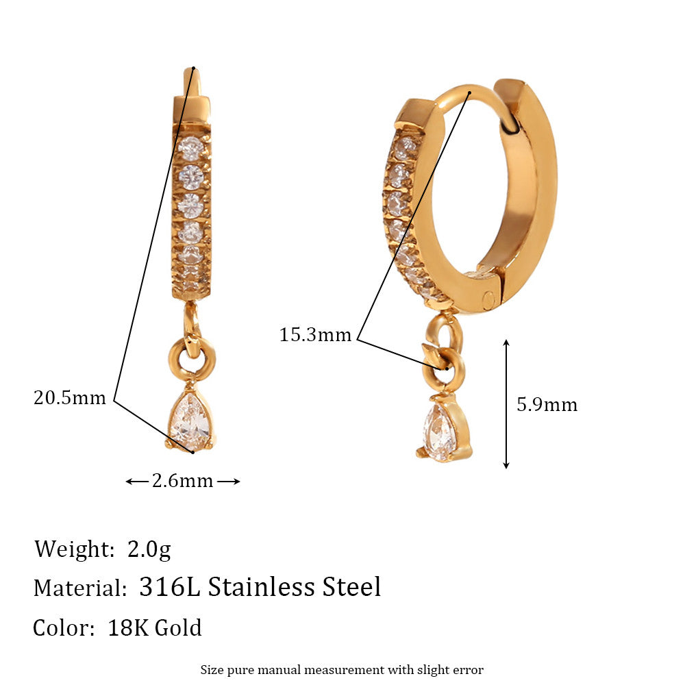 Women's Stainless Steel 18k Gold Water Proof Five pointed Star Tear Drop Heart Earrings