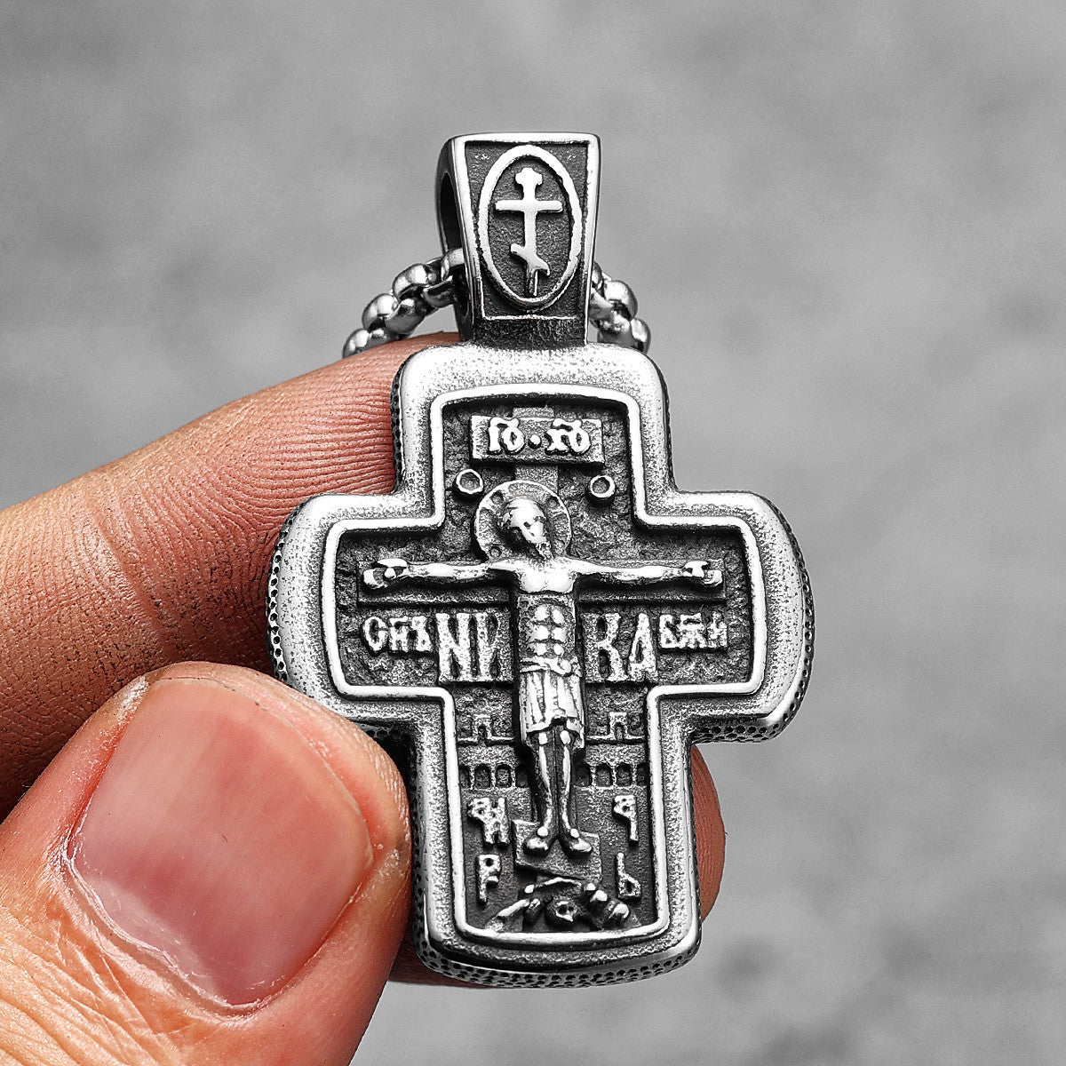 The Origin Cross | 316L No Fade Stainless Steel Religion Jesus Cross Pendant Chain Necklace
