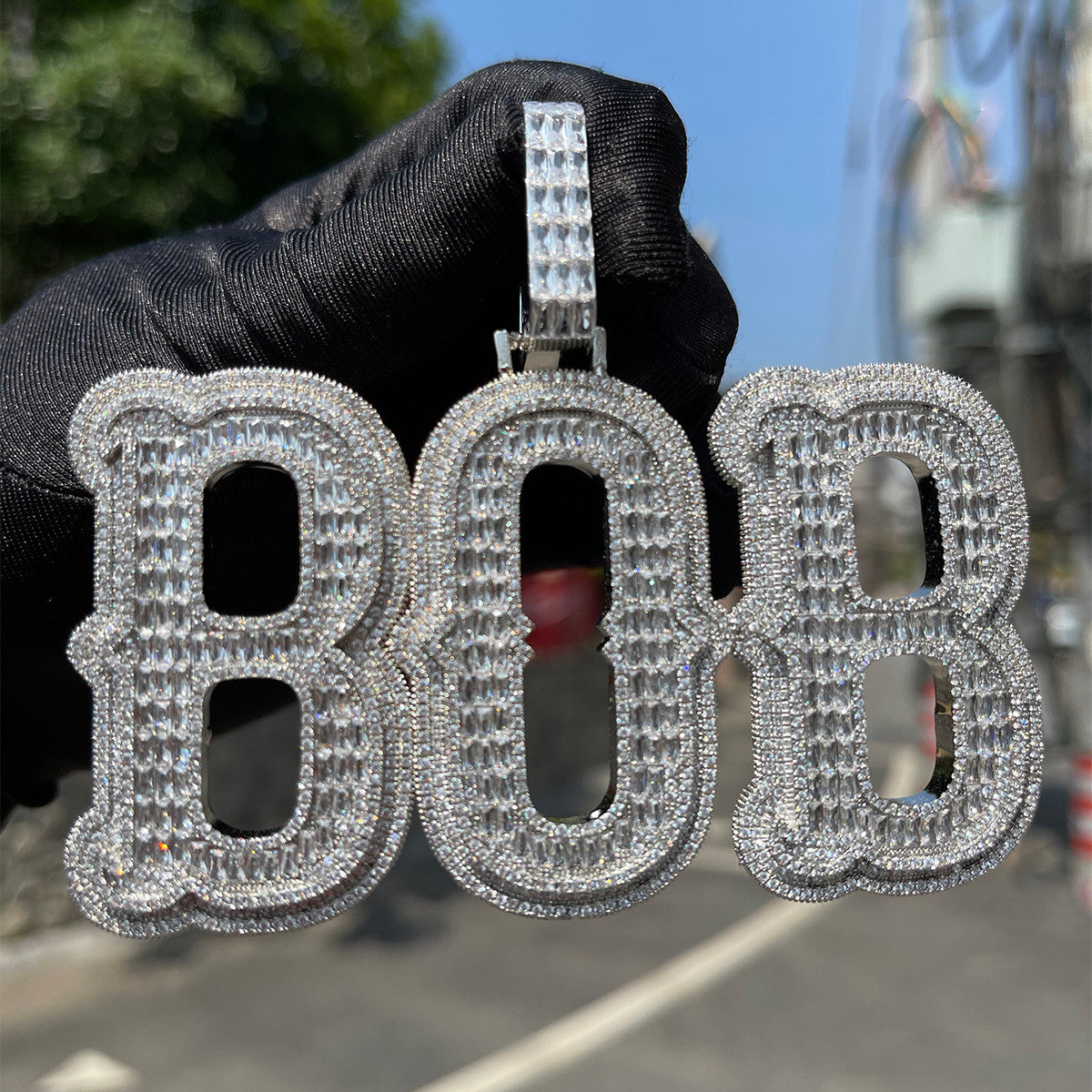 VVS Diamond CZ Total Iced Baguette Stone Custom Jewelry Name Plate Hip Hop Pendants