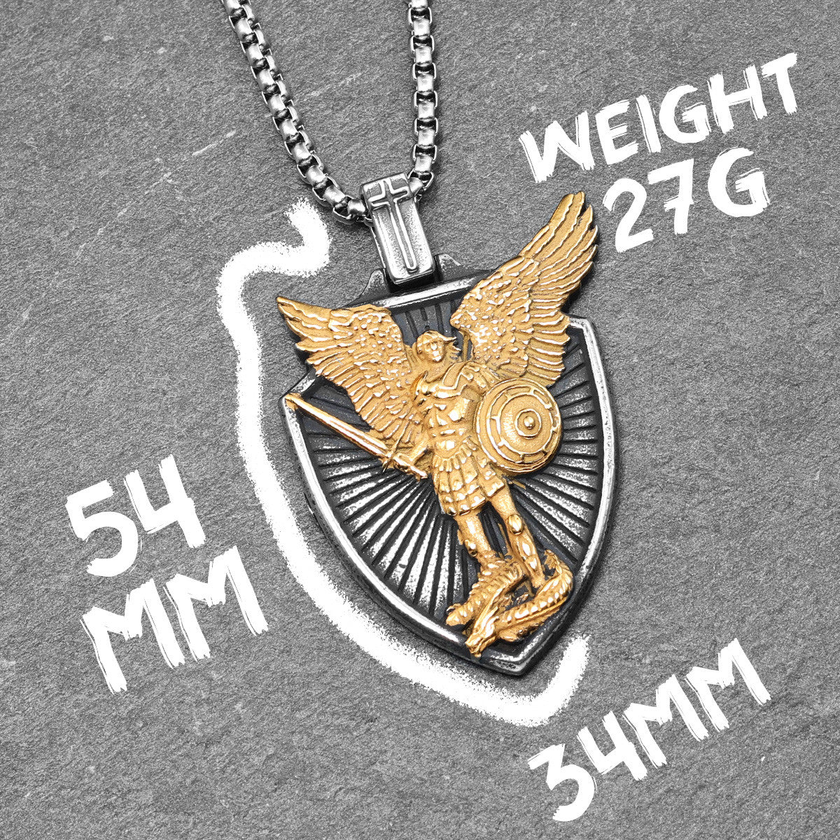 Saint Michael | 316L Stainless Steel Archangel Guardian Shield or Protection Pendant