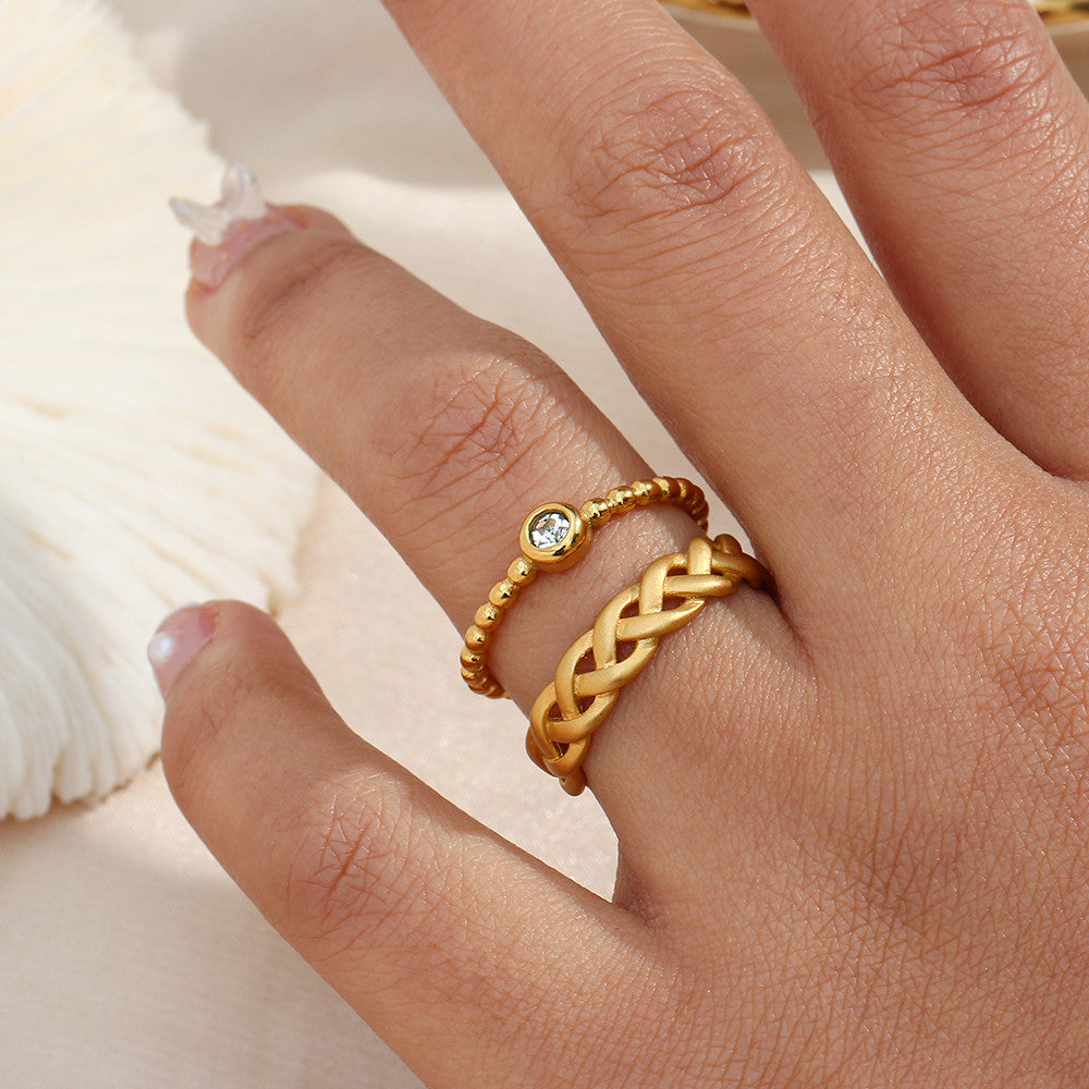 Women's Solid Stainless Steel Waterproof 18k Gold Fashion Rings