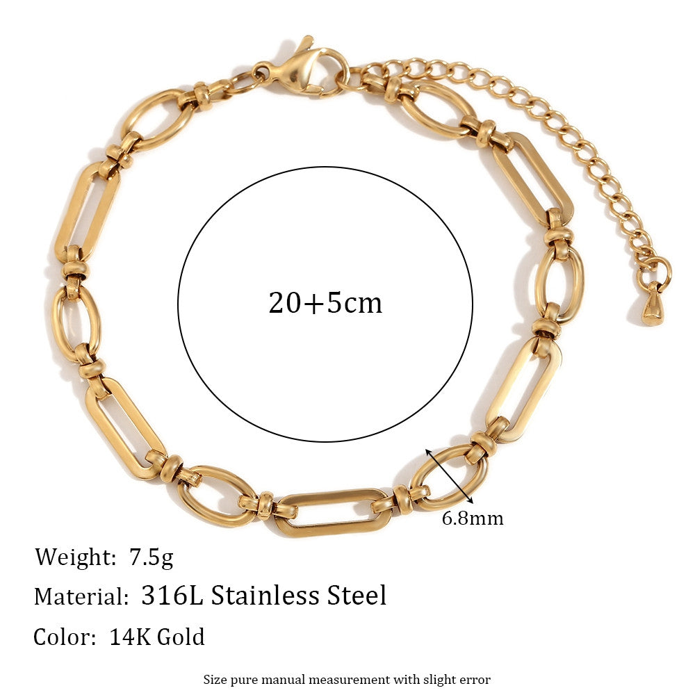 18k Gold Stainless Steel Waterproof Paper Clip Knot Bowtie Link Chain Anklet Ankle Bracelets