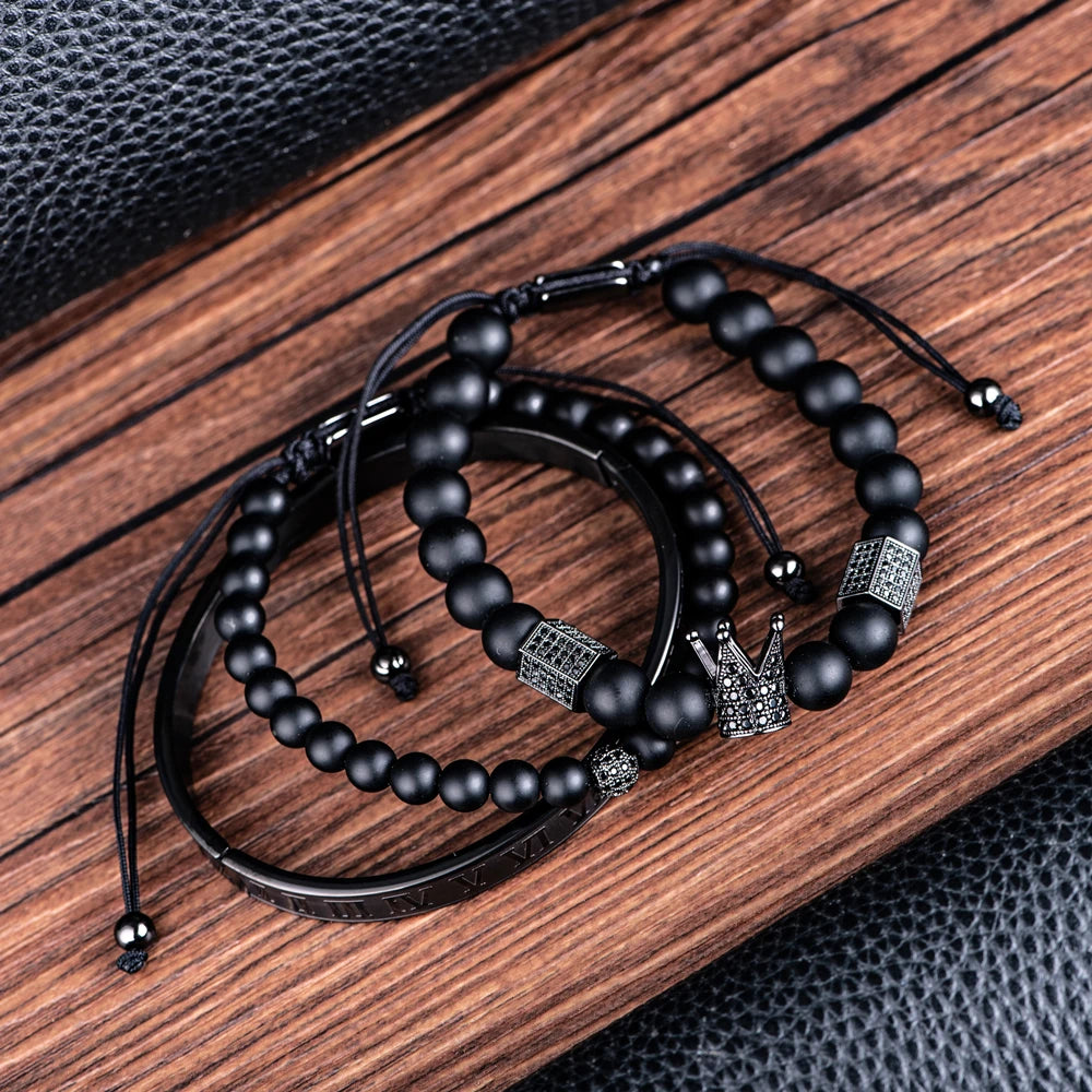 The Untouchable | VVS Diamond CZ Crown Luxury 3 Piece Hip Hop Bracelet Set