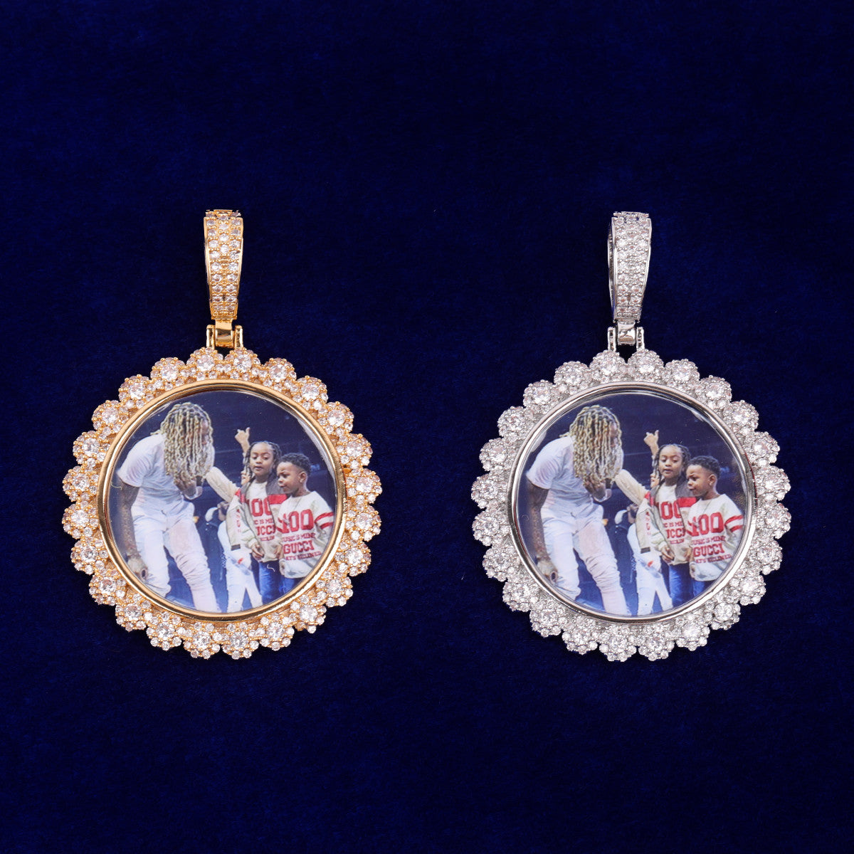 Photo Bomb | Custom Made VVS Diamond CZ Cluster Stone Picture Necklace